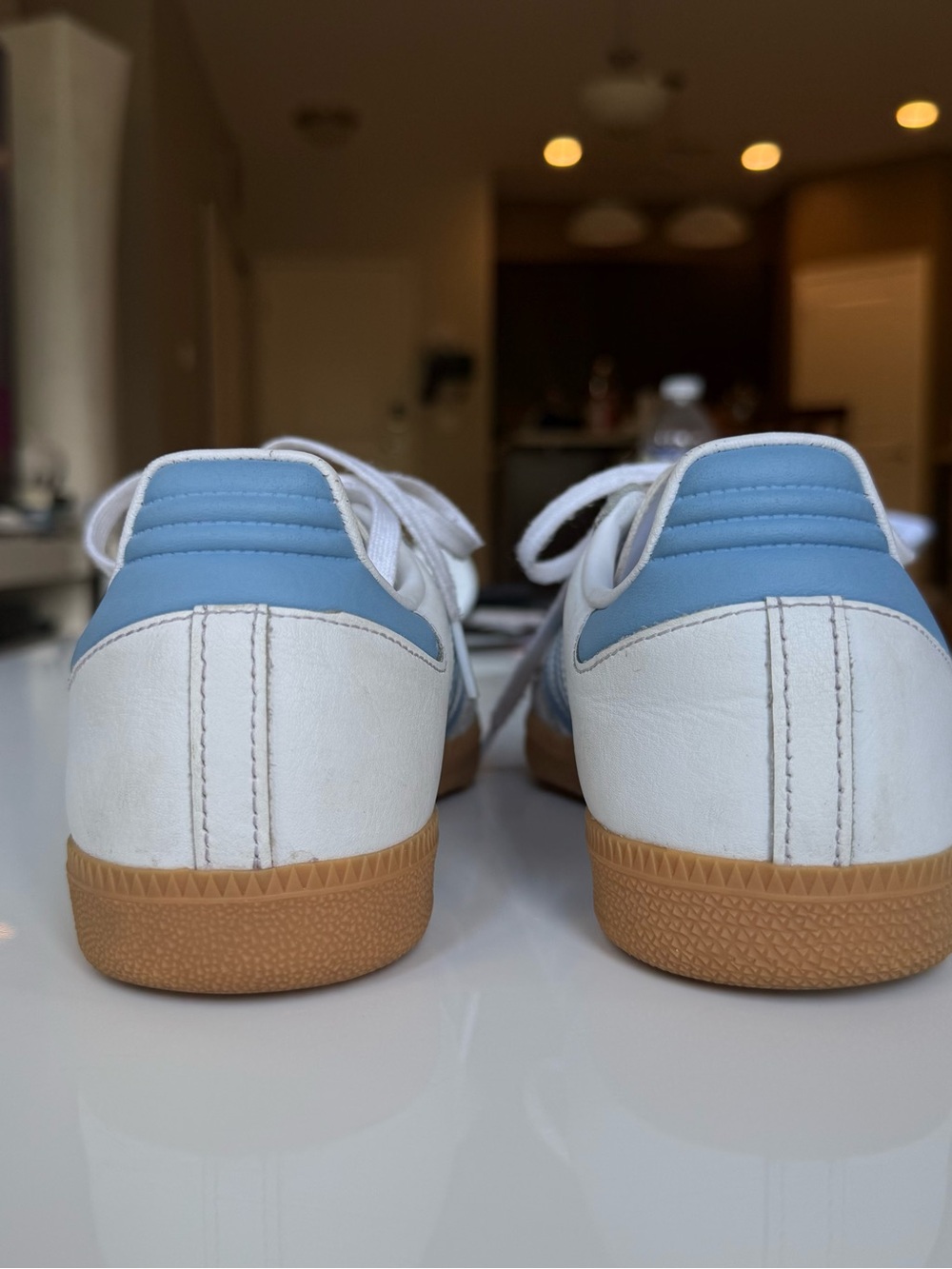 π― Authentic Samba OG Sneakers in White with Light Blue Stripes - Picture 7 of 8